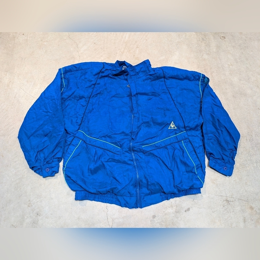 VTG 80s Le Coq Sportif Track Jacket Windbreaker Blue Full Zip Men's L